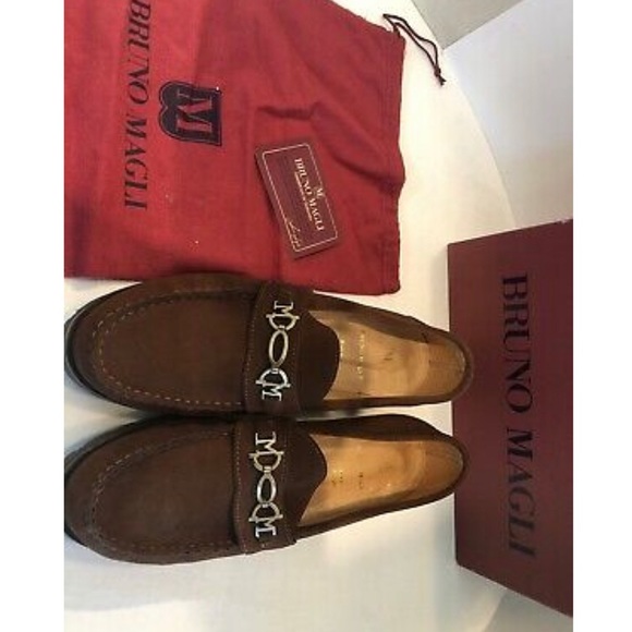 Suede Brown Loafers W/designer Logo Heel - Picture 6 of 11